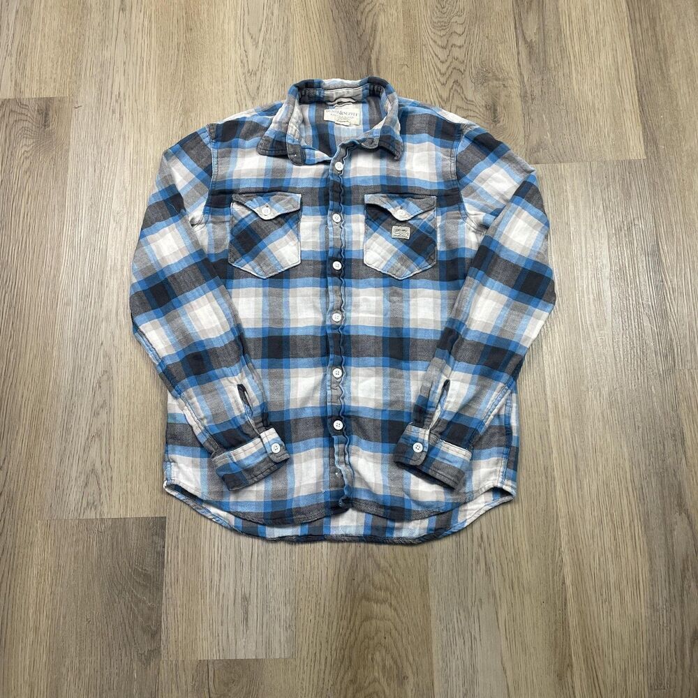 Denim & Supply Ralph Lauren Shirt Mens Medium Blue Plaid Regular Fit Long Sleeve